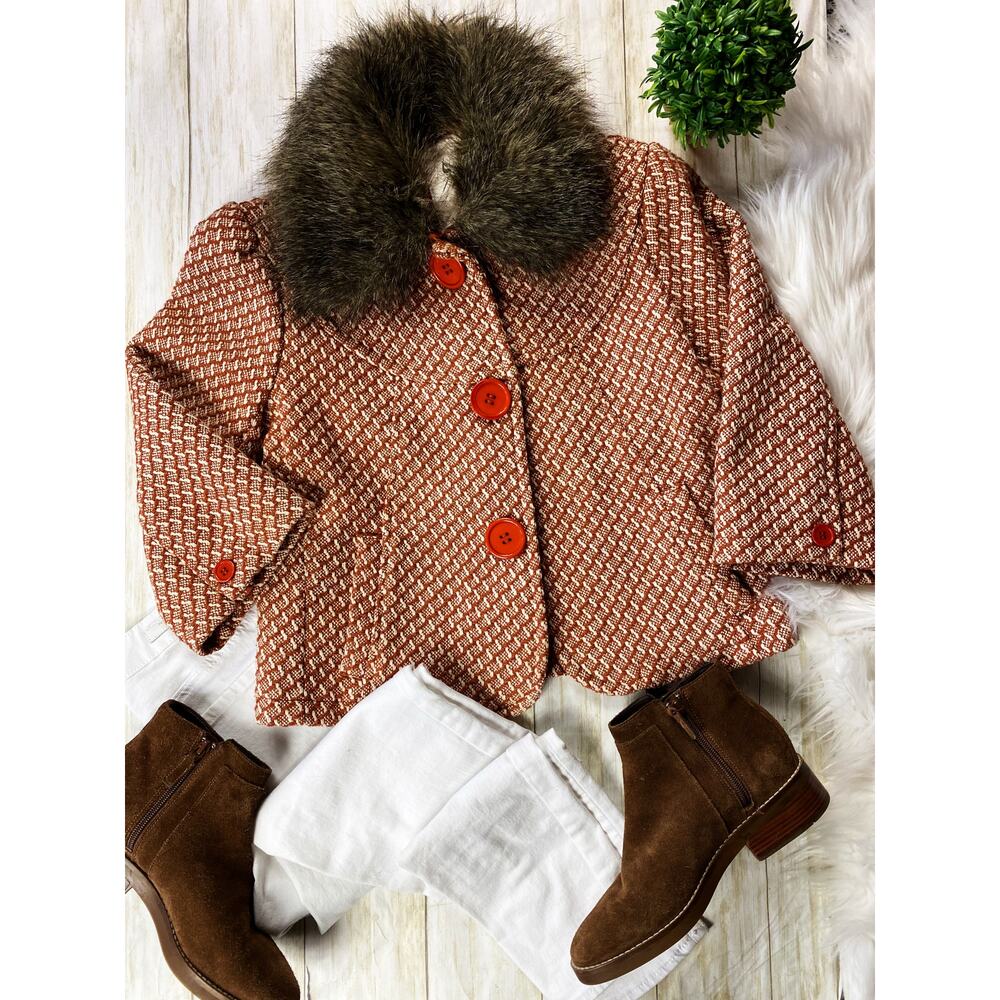 Seine Orange White Tweed Style Jacket - Picture 6 of 16